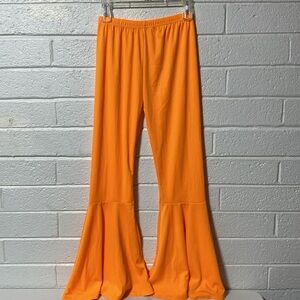 NEW Flare Leggings Petite Medium Bright Neon Boho Hippie Fairy Orange Pants